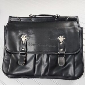 Disney World Mickey‎ Mouse Bag Black Faux Leather Messenger Bag Satchel